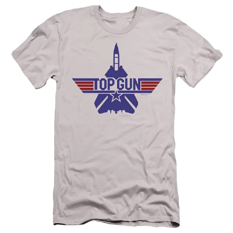 Deal Zone Top Gun Slim Fit T-Shirt Logo F 14 Tomcat Silver Tee