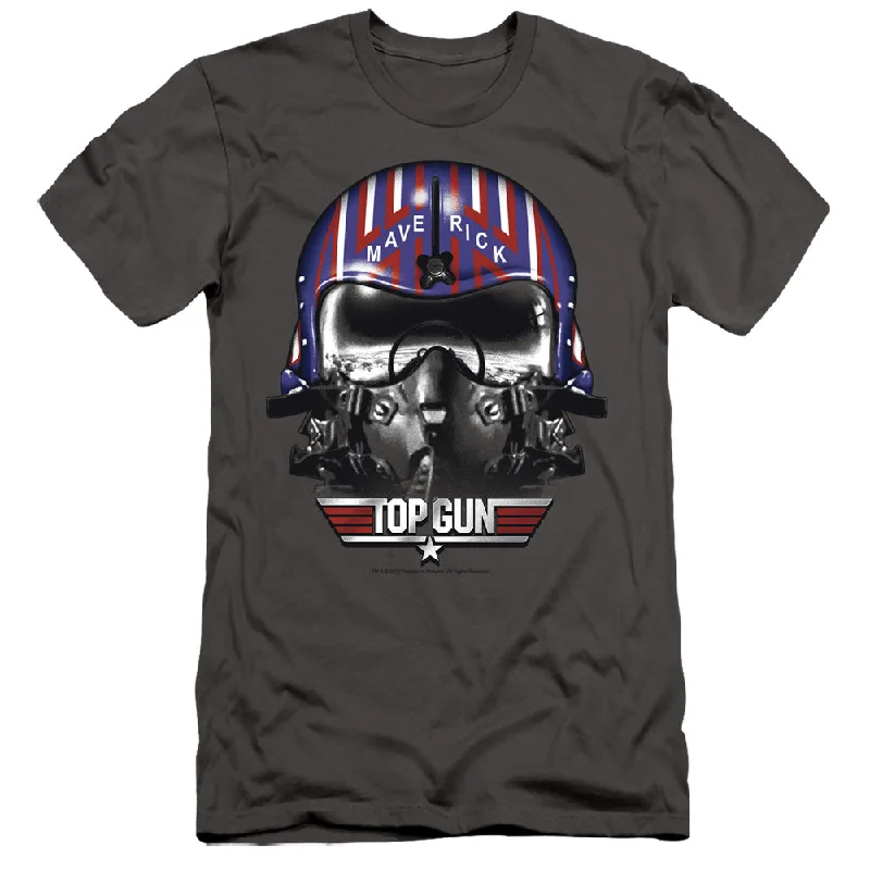 Discount Deals Top Gun Slim Fit T-Shirt Maverick Helmet Charcoal Tee