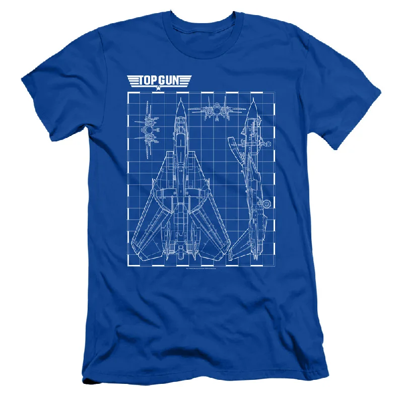 Price Blitz Top Gun Slim Fit T-Shirt Schematic F-14 Tomcat Royal Tee