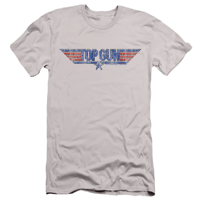 Weekend Deal Top Gun Slim Fit T-Shirt Vintage Logo Silver Tee