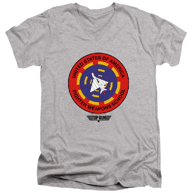 Bargain Blast Top Gun Slim Fit V-Neck T-Shirt Fighter Weapons School Heather Tee