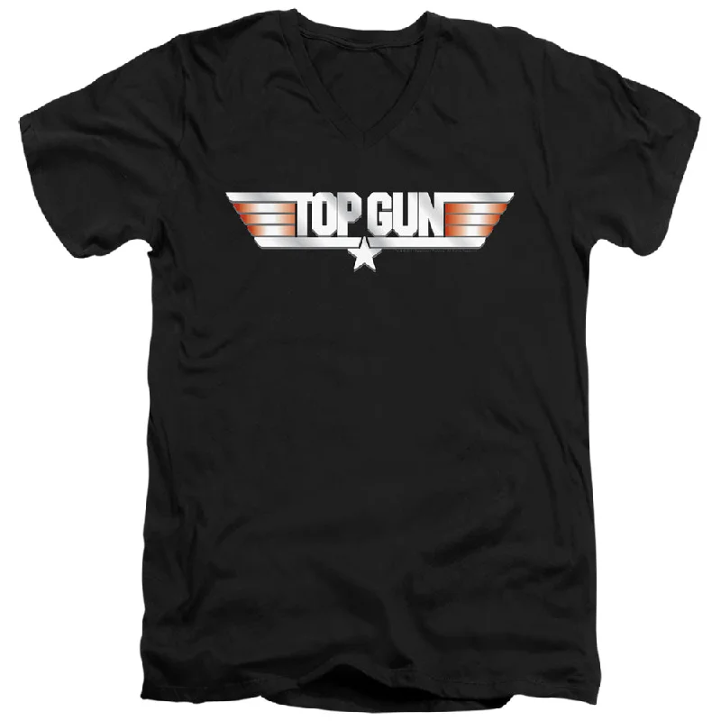 TIME-Limited Offer Top Gun Slim Fit V-Neck T-Shirt Logo Black Tee