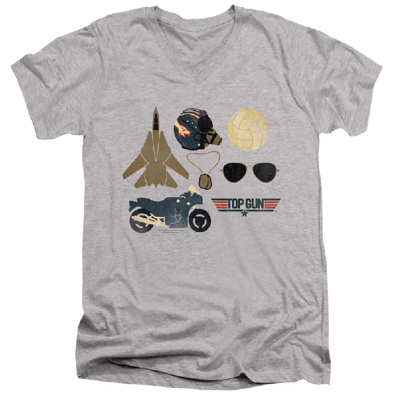 Price Drop Top Gun Slim Fit V-Neck T-Shirt Maverick Items Heather Tee
