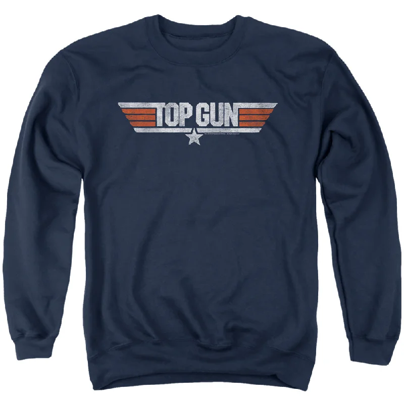 Extra Savings Top Gun Sweatshirt Distressed Logo Navy Pullover