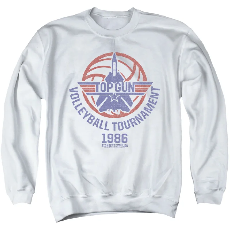Now or Never Top Gun Sweatshirt Volleyball Tournament White Pullover