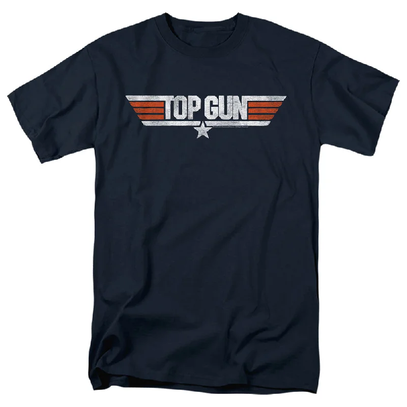 Exclusive Savings Top Gun T-Shirt Distressed Logo Navy Tee
