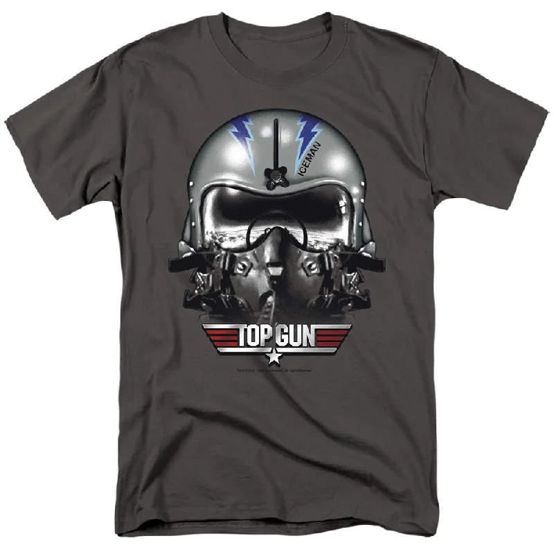 Great Deals Top Gun T-Shirt Iceman Helmet Charcoal Tee