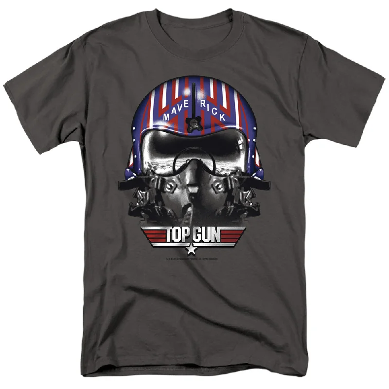 Incredible Offers Top Gun T-Shirt Maverick Helmet Charcoal Tee