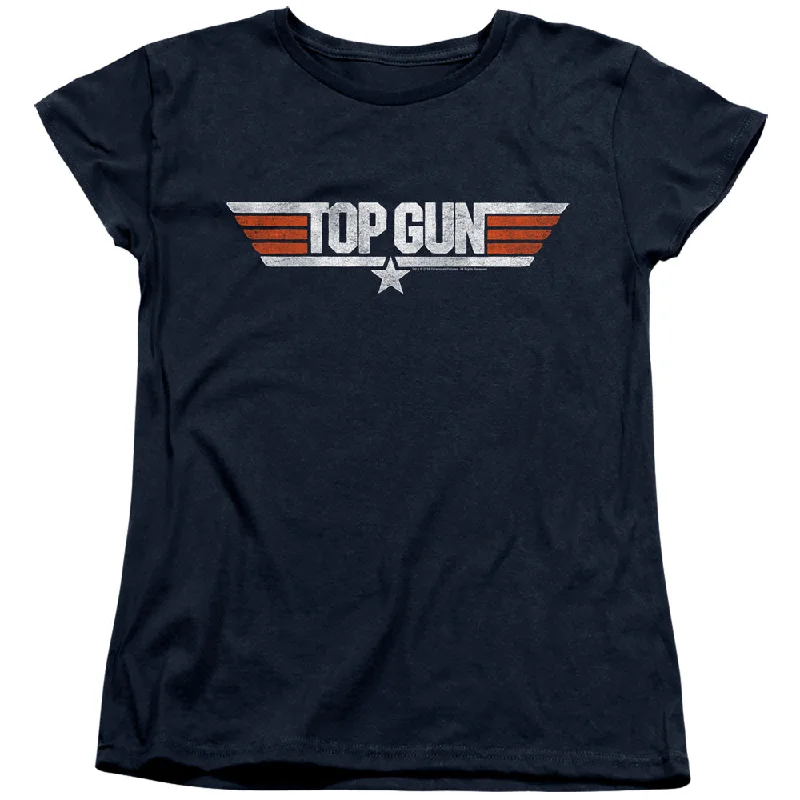 Daily Deals Top Gun Womens T-Shirt Distressed Logo Navy Tee