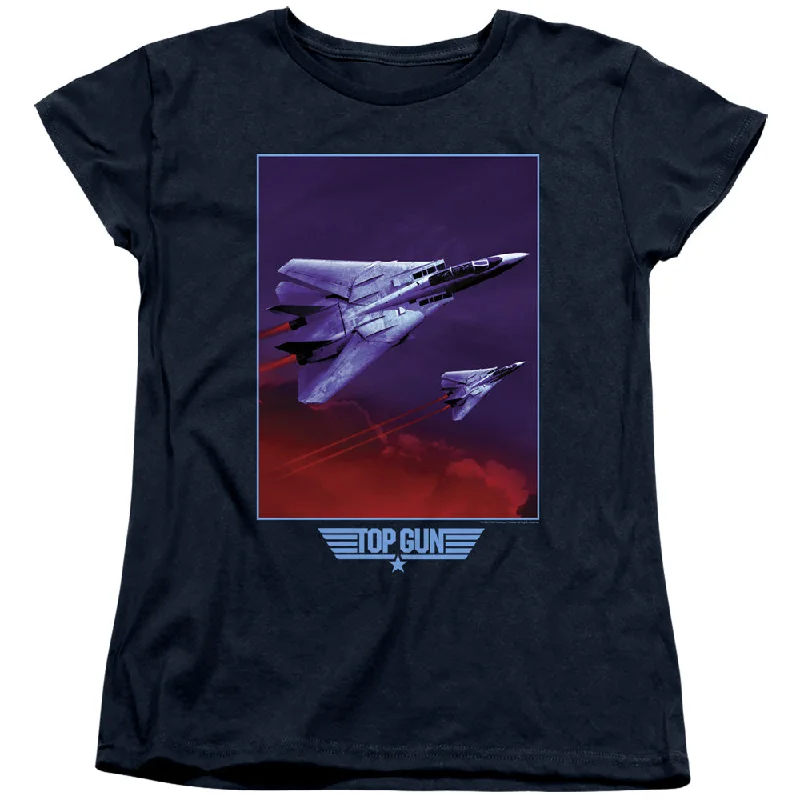 Price Drop Alert Top Gun Womens T-Shirt F 14 Tomcat in Clouds Navy Tee
