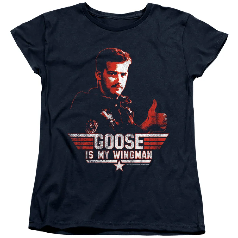 Don't Miss Top Gun Womens T-Shirt Goose is My Wingman Navy Tee
