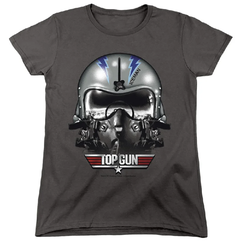 New Markdowns Top Gun Womens T-Shirt Iceman Helmet Charcoal Tee