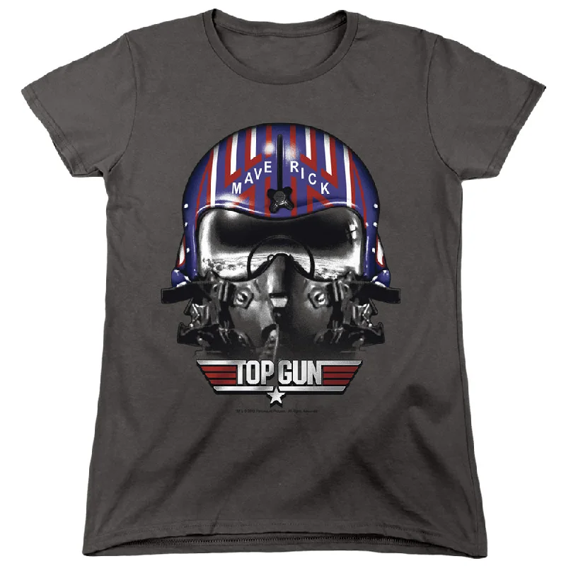 Daily Deals Top Gun Womens T-Shirt Maverick Helmet Charcoal Tee