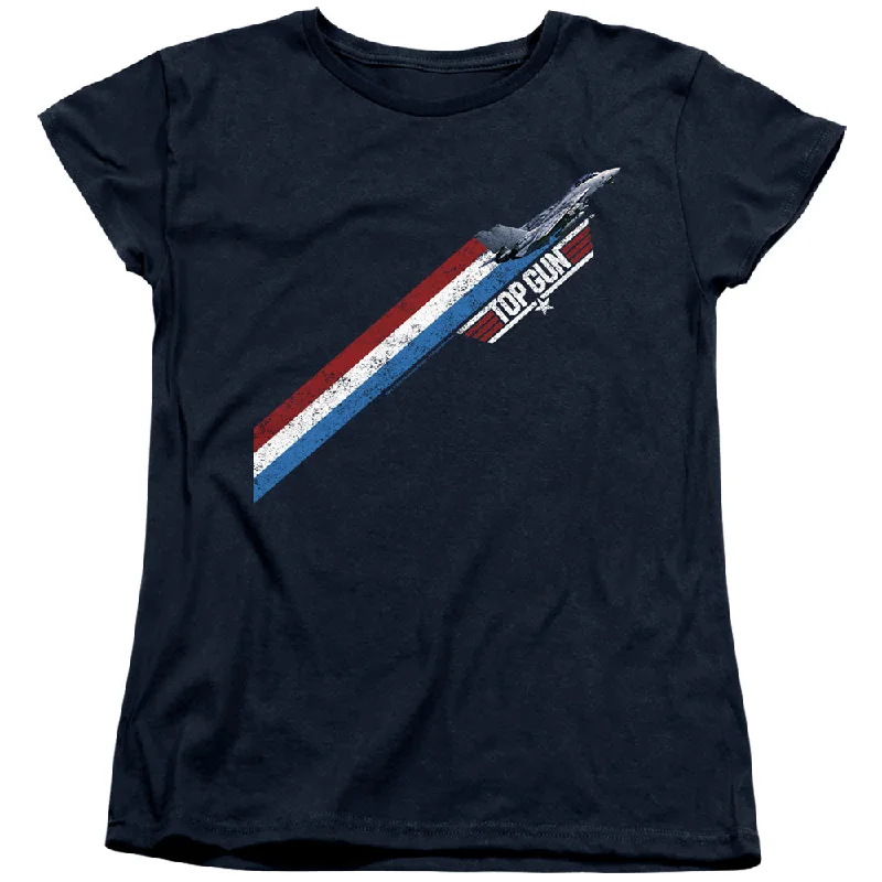 Grand Opening Sale Top Gun Womens T-Shirt Red White Blue Stripes Navy Tee