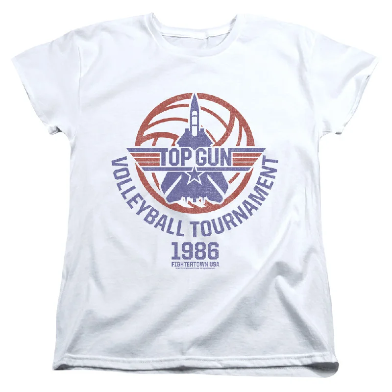 Savings Galore Top Gun Womens T-Shirt Volleyball Tournament White Tee