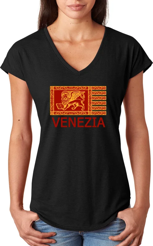 Markdown Madness Venezia Flag Ladies Triblend V-Neck Shirt
