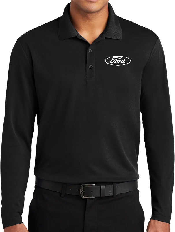 Exclusive Access White Ford Oval Crest Chest Print Long Sleeve Polo Shirt