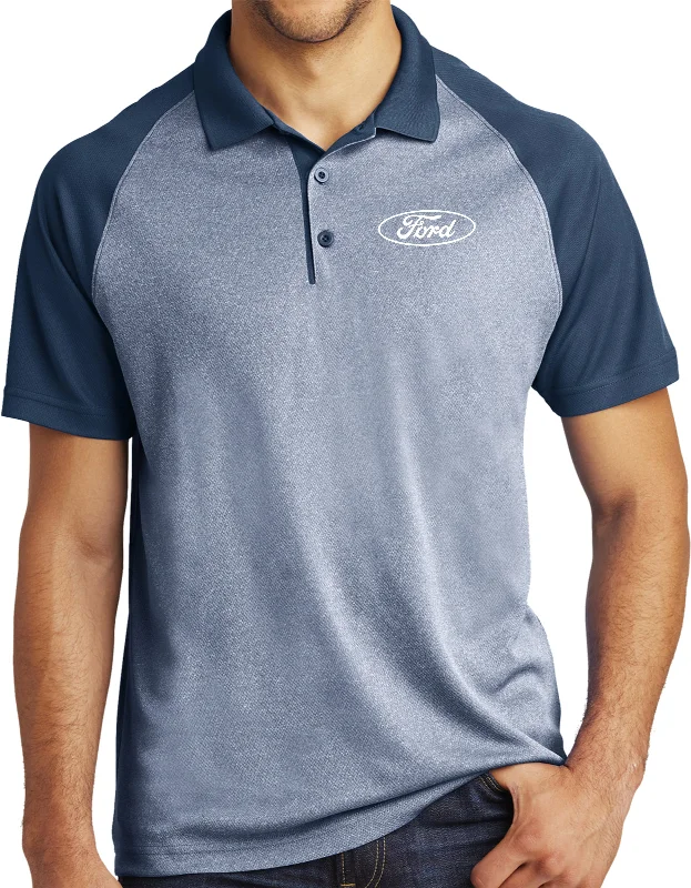 Don’t Miss Out White Ford Oval Crest Chest Print Raglan Polo Shirt