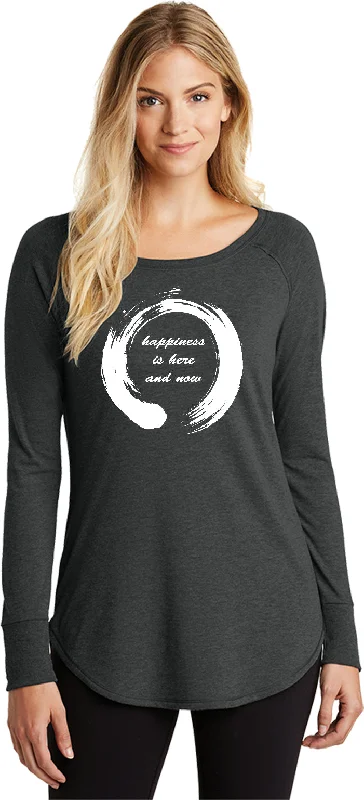 Last Chance Womens Yoga T-shirt Enso Happiness Long Sleeve Tunic