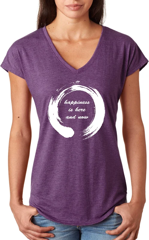 Weekend Special Womens Yoga T-shirt Enso Happiness Triblend V-neck