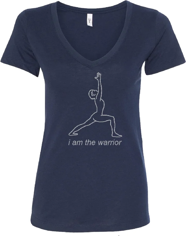 Time-Limited Offer Womens Yoga T-shirt Line Warrior Blended V-neck