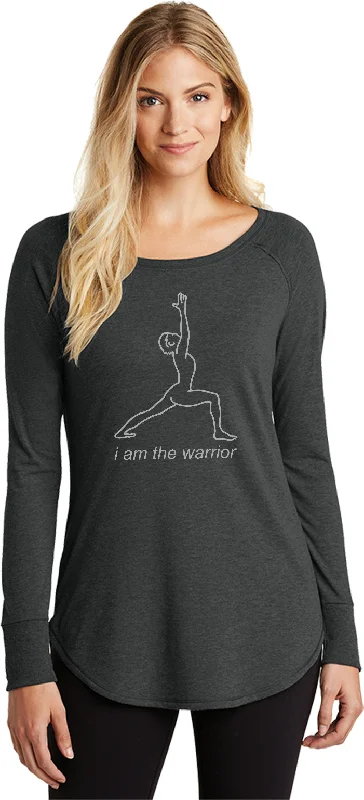 Unmissable Offer Womens Yoga T-shirt Line Warrior Long Sleeve Tunic