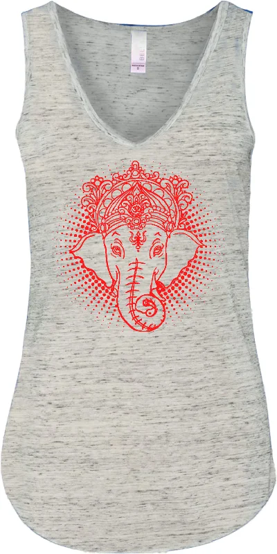 Instant Discount Womens Yoga Tank Top Red Iconic Ganesha Lightweight Flowy Tanktop