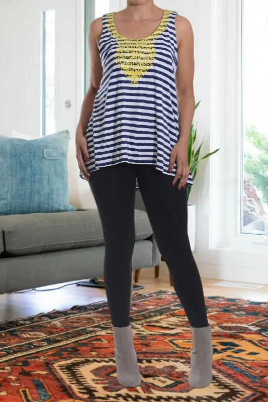 Great Deals Yellow Embroided Vest Top