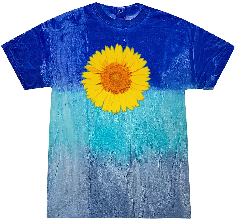 Act Fast Adult Sunflower Tie Dye Tee - Blue Sky