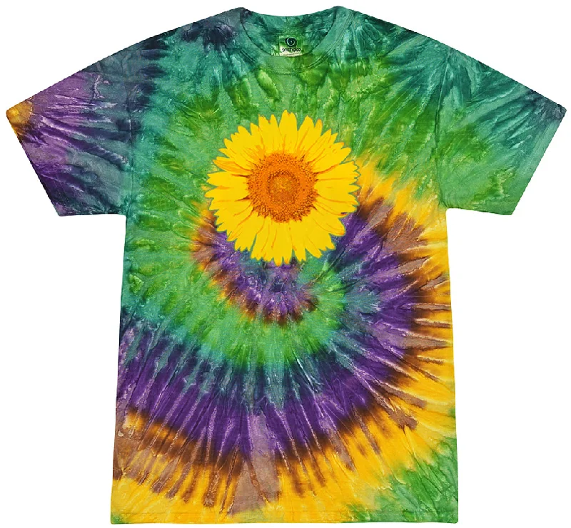 Discount Days Adult Sunflower Tie Dye Tee - Mardi Gras