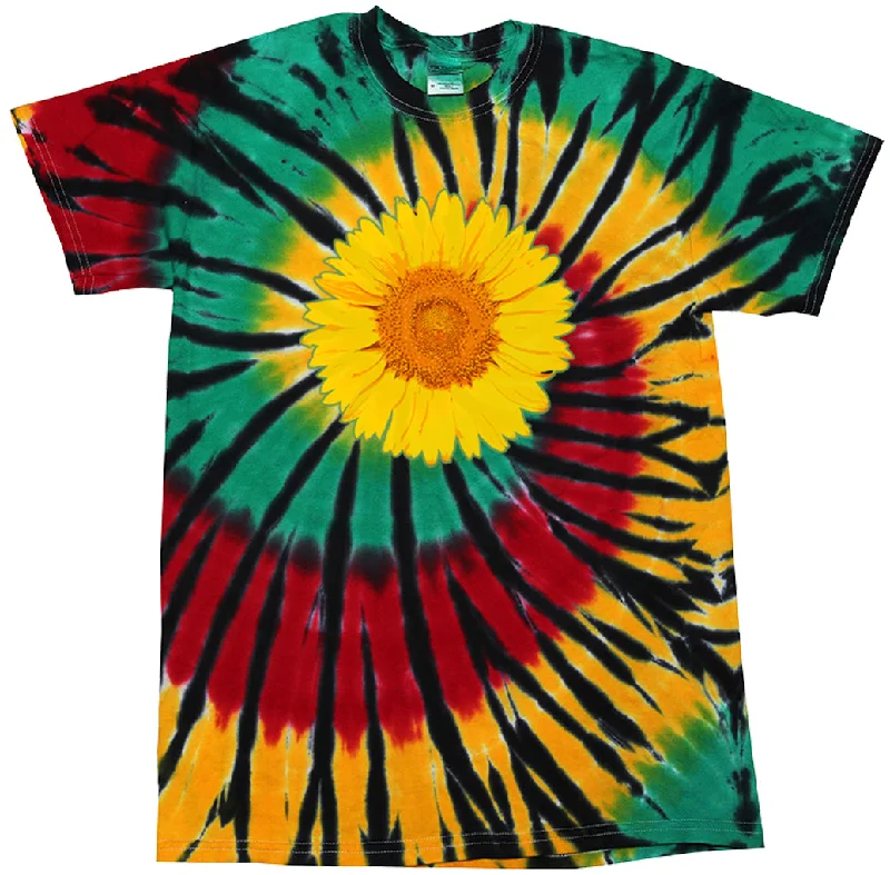 Price Meltdown Adult Sunflower Tie Dye Tee - Rasta Web