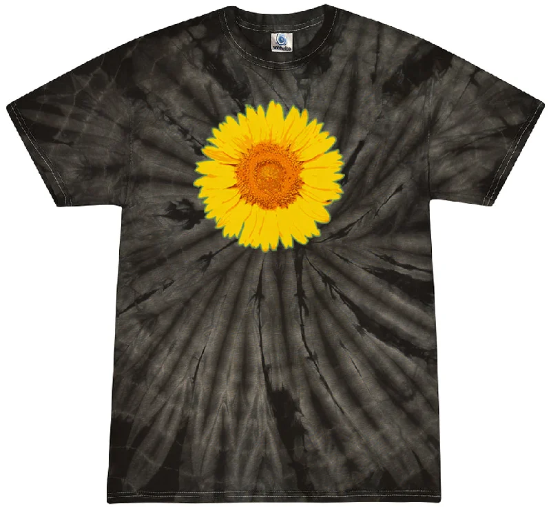 Price Buster Adult Sunflower Tie Dye Tee - Spider Black