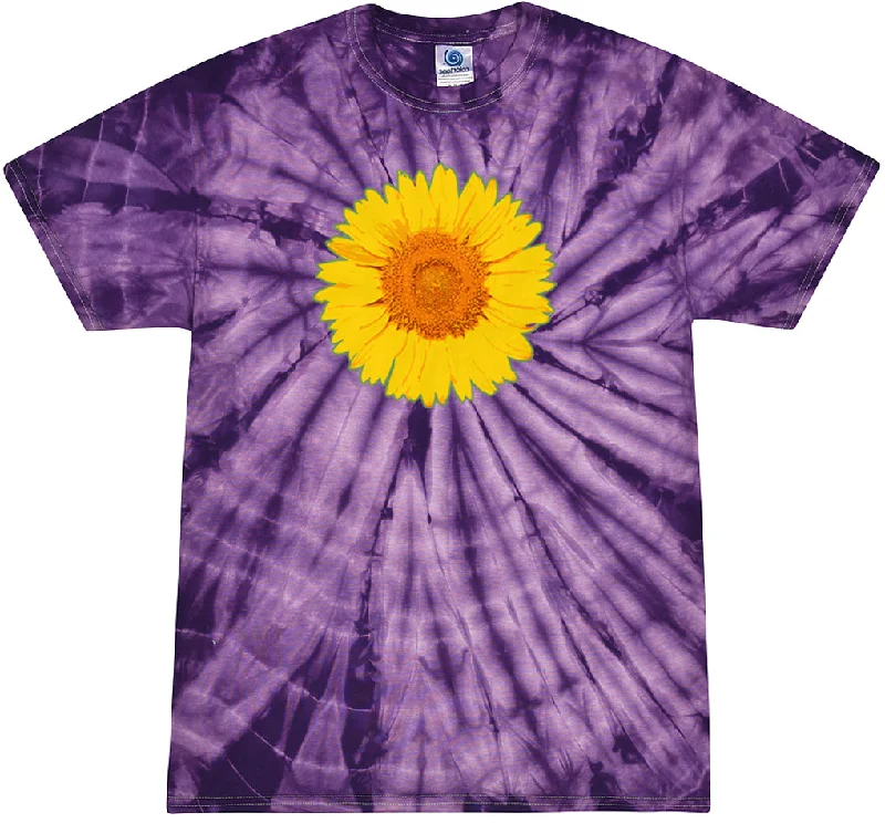 Closeout Sale Adult Sunflower Tie Dye Tee - Spider Purple