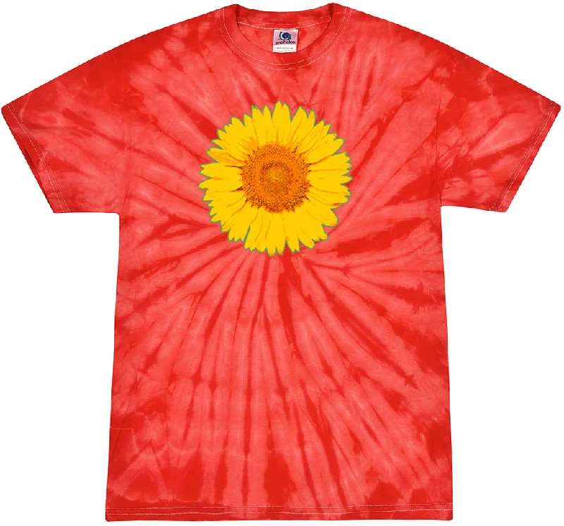 Overstock Sale Adult Sunflower Tie Dye Tee - Spider Red