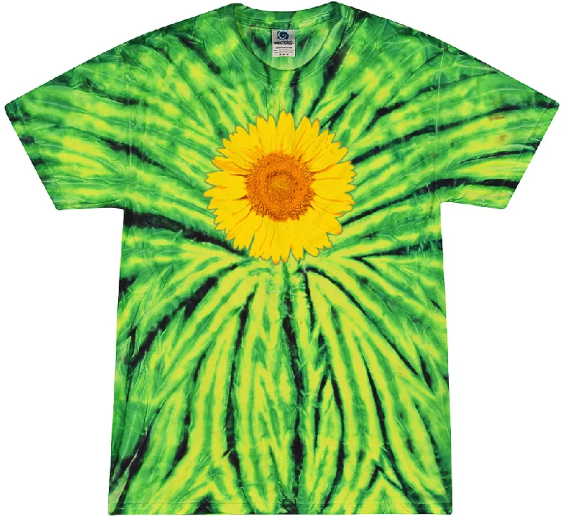 Inventory Reduction Adult Sunflower Tie Dye Tee - Wild Spider Green