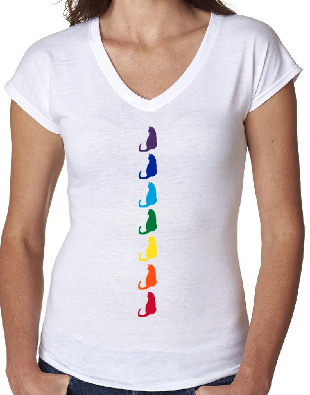Big Discounts Womens Chakra Cats Vee Neck T-shirt
